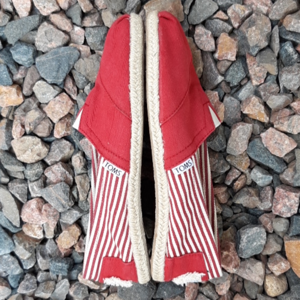 Toms red striped espadrille canvas flats 7.5 - Picture 6 of 7